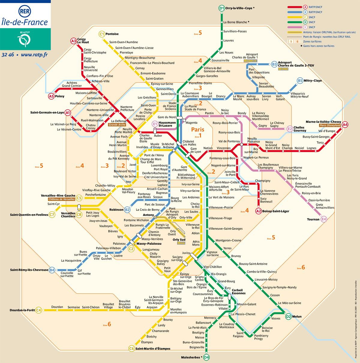 párizs metro zóna térkép Párizs rer zóna térkép   Rer zóna térkép (Ile de France 